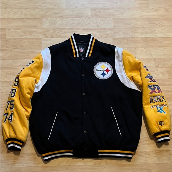 Steelers 6-Time Super Bowl Champions NFL Jacket Black and Yellow G-lll - Picture 4 of 12